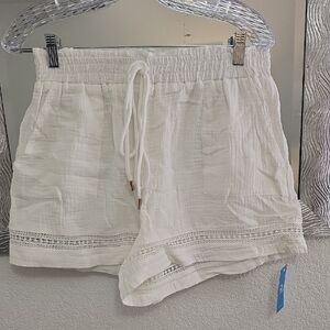 Cupshe White High Waist Drawstring Shorts Sz Lg Nwt